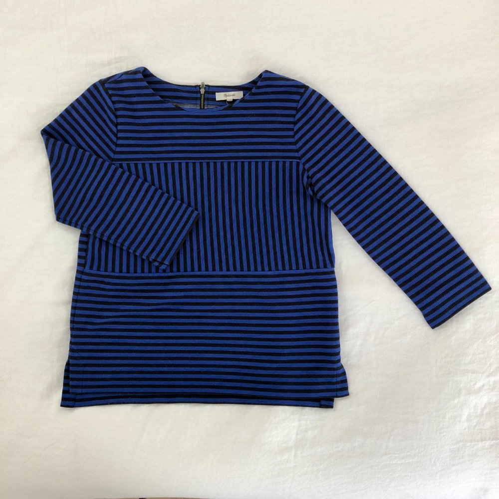 Madewell Black & Blue Striped Top Size M
